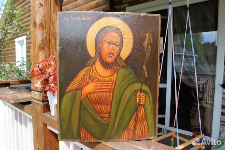 Старинная икона Иоанн Предтеча 45*36 темпера