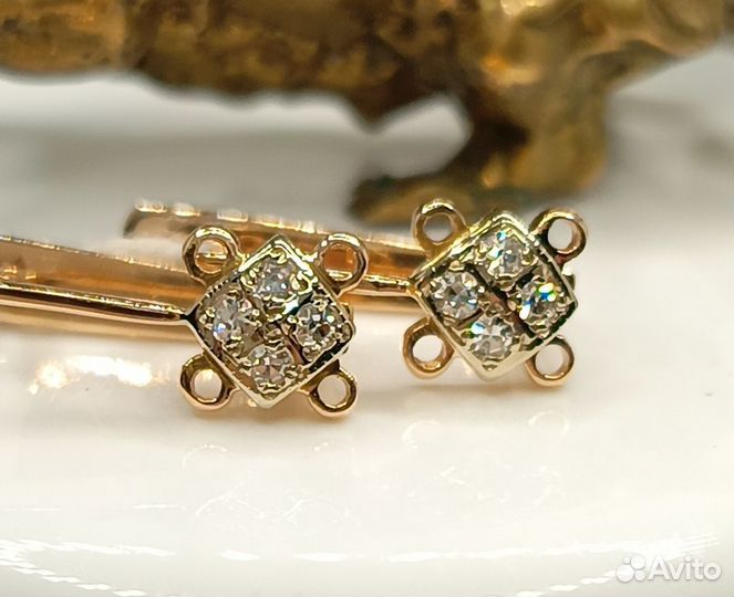 Серьги золотые 583 СССР бриллианты