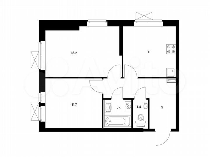 2-к. квартира, 51,2 м², 13/33 эт.