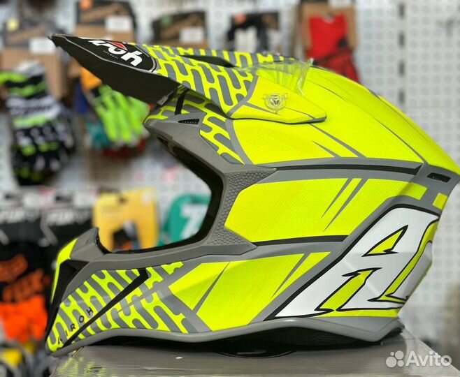 Эндуро шлем Airoh Wraap серо-желтый