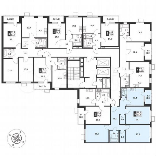 3-к. квартира, 83,7 м², 19/25 эт.