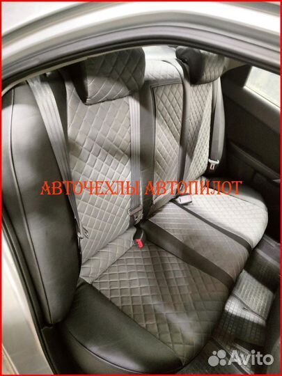 Чехлы Автопилот Kia Cerato 4 из экокожи чёрно-серы