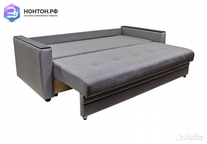 Диван еврокнижка Денвер рогожка серая