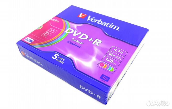 Оптические диски DVD+R Verbatim Colour 5 штук