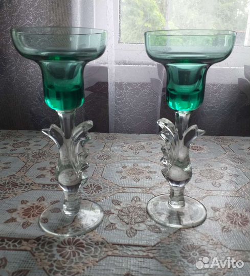 Подсвечники стекло Гусь-хрустального завода, СССР