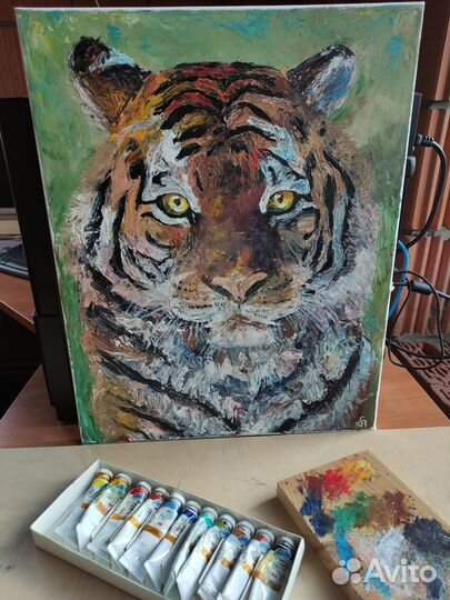 Картина маслом на холсте Тигр