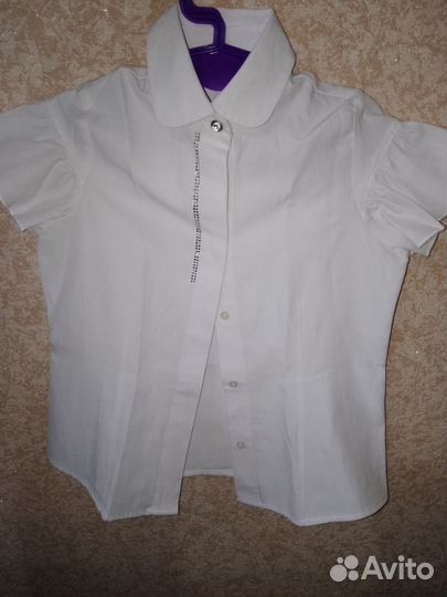 Блузка белая кофточка школа 116-122 отличное юбки
