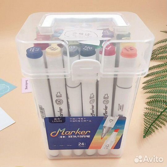 Маркеры для скетчинга lanke 24 цв двусторонние