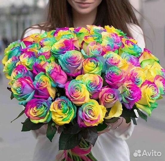 Радужные розы. Цветы Букеты с доставкой