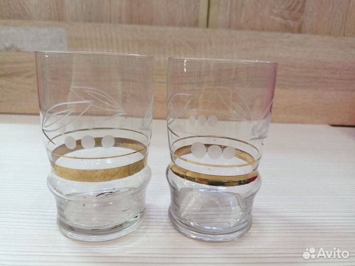 Стаканы и фужер СССР, стекло, позолота. Добор