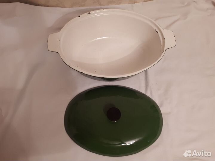 Утятница чугунная эмалированная овальная.ссср.б/у