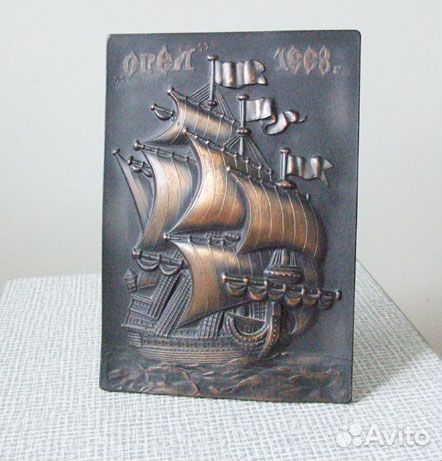 Эстамп металлический Корабль орел