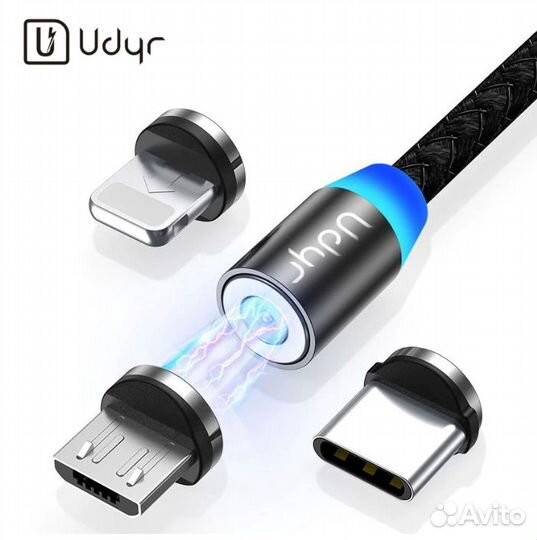 Кабель магнитный 3в1 - Lightning Type-C micro USB