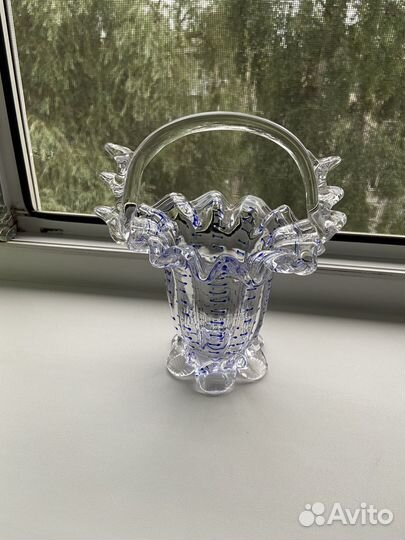 Ваза конфетница цветное стекло СССР