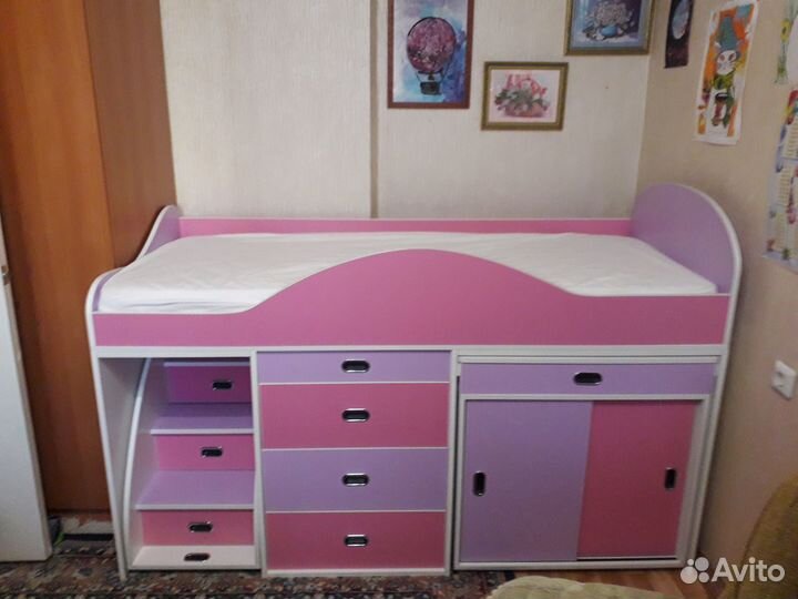 Детская кровать-чердак с матрасом