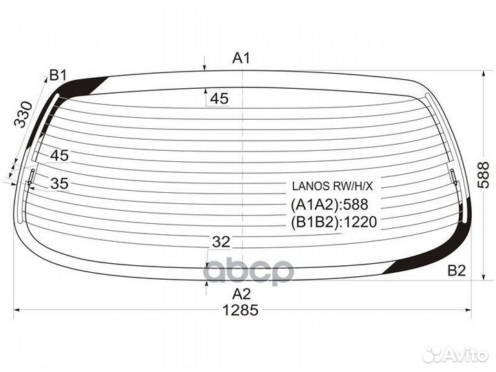 Стекло заднее с обогревом daewoo lanos/shevrole