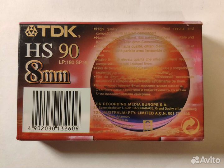 Видеокассета TDK HS90 8mm новая