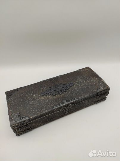 Табакерка, Коробочка для сигар, серебрение, дерево