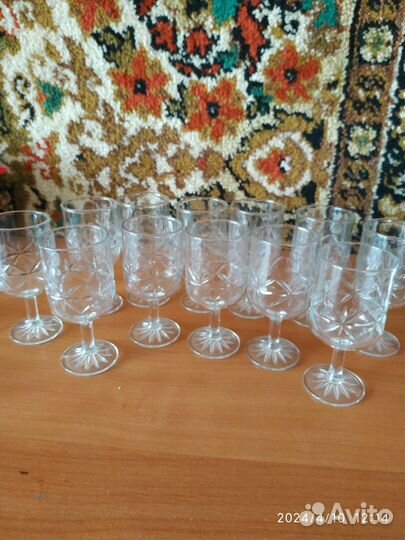 Хрустальные звонкие рюмки на ножке СССР 60 год