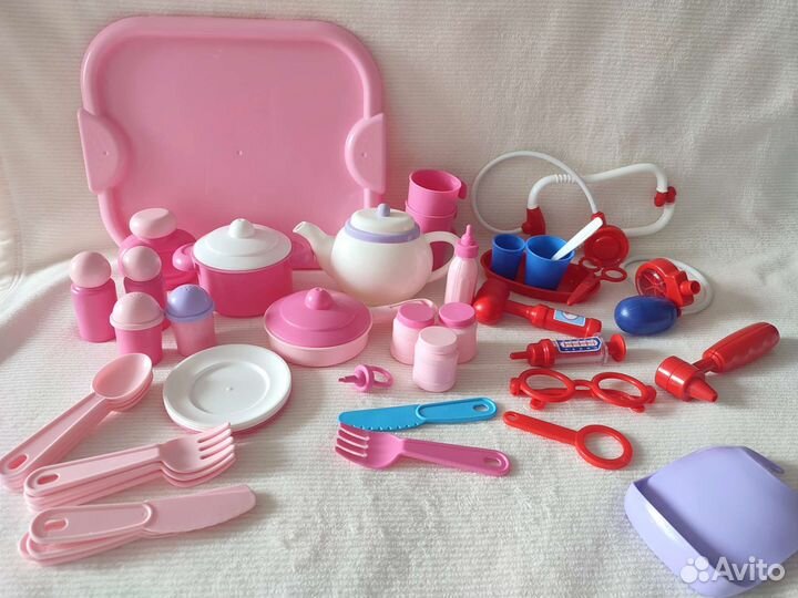 Набор Игра в доктора и набор Посуды Полесье