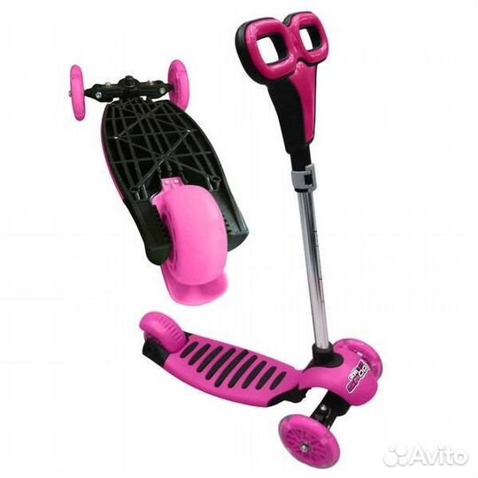 Самокат трехколесный складной F11813 цв. розовый