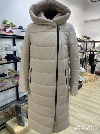 Пуховик зимний женский натуральная кожа