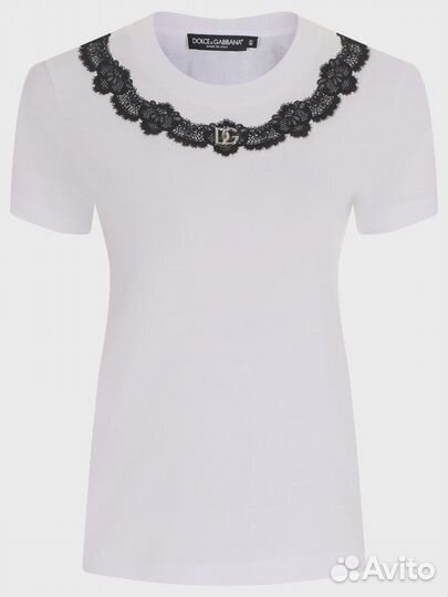 Футболка хлопковая с кружевом Dolce & Gabbana