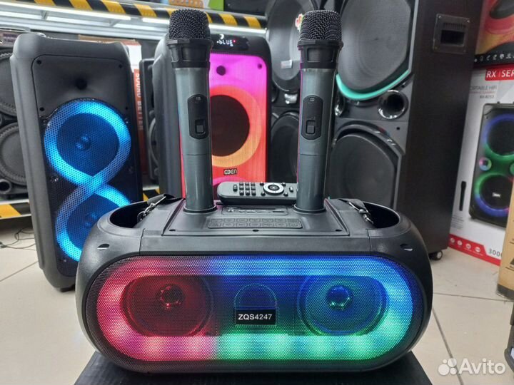Большая колонка c 2мя караоке микрофонами 50вт