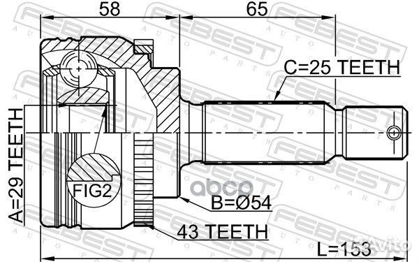 ШРУС наружный 29x54x25 0410-CJA43 Febest