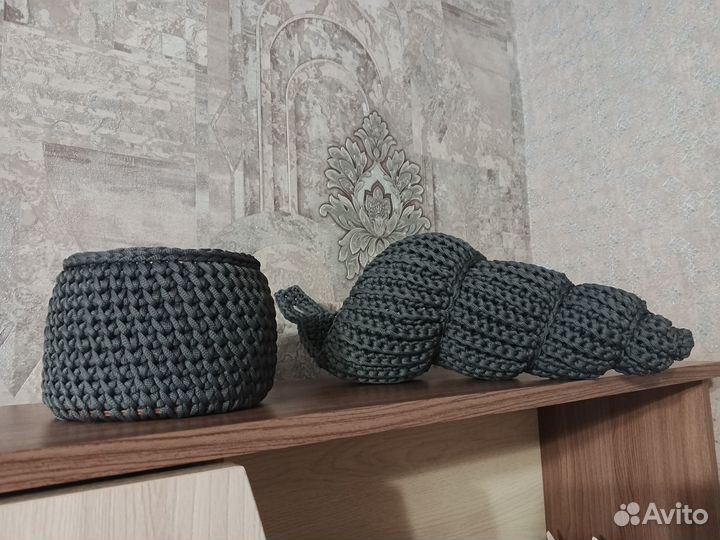 Набор вязаных корзин