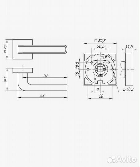 Ручка дверная матовый никель/хром