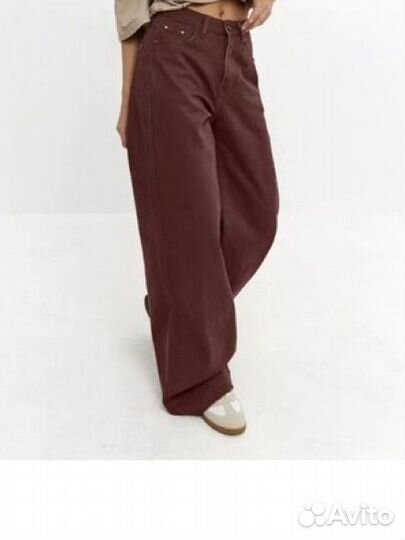 Джинсы широкие коричневые женские