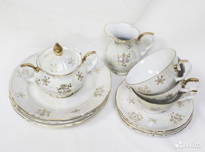Сервиз чайный Цветы, ГДР, khala, 12 предметов, неп