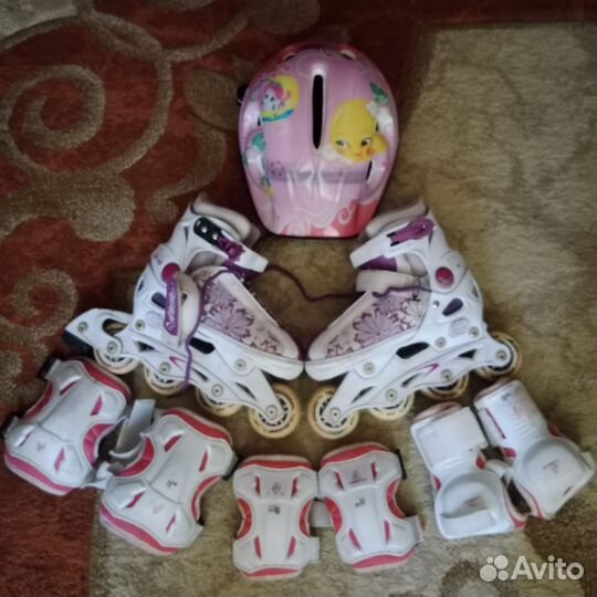 Детские раздвижные ролики с защитой для девочки