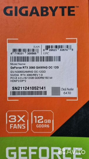 Видеокарта Gigabyte Geforce RTX 3060 12 GB