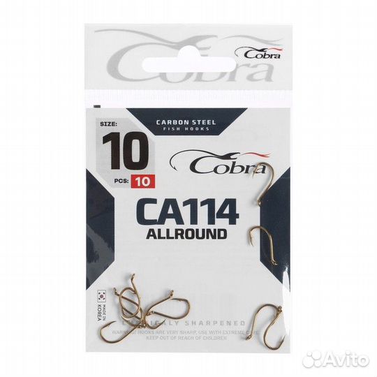 Крючки Cobra allround, серия CA114, № 10, 10 шт