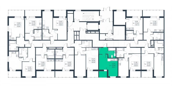 Квартира-студия, 28,3 м², 1/9 эт.