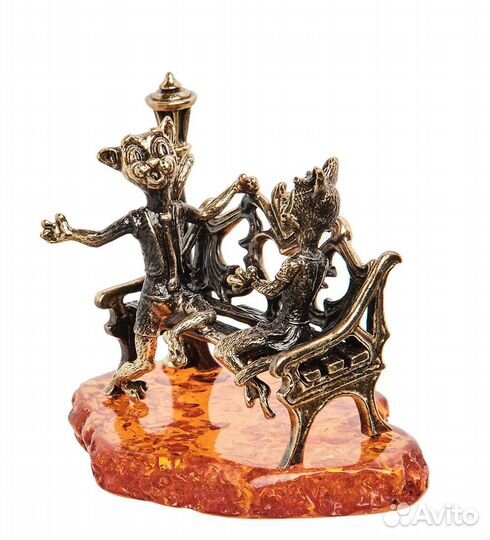 Фигурка Коты Признание в любви (латунь, янтарь) A2087916