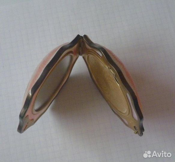 Пудреница ракушка СССР серебро 875. позолота