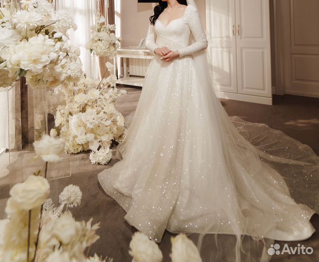 Свадебное платье 44 46 с рукавами