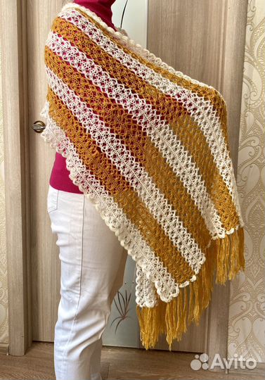 Палантин и шляпа, вязанные, ручная работа