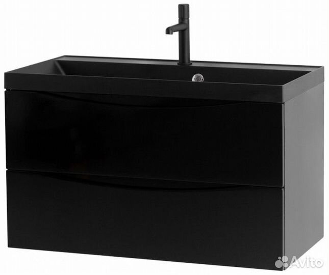 Тумба с раковиной BelBagno Marino 90-BB900/450-LV-ART-AST-nero Nero Lucido