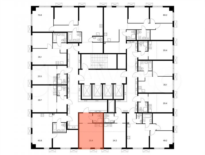 Квартира-студия, 25,9 м², 20/33 эт.