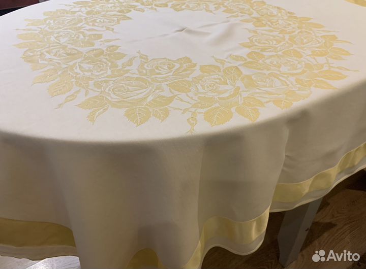 Скатерть винтаж жаккард шелковый розы Германия