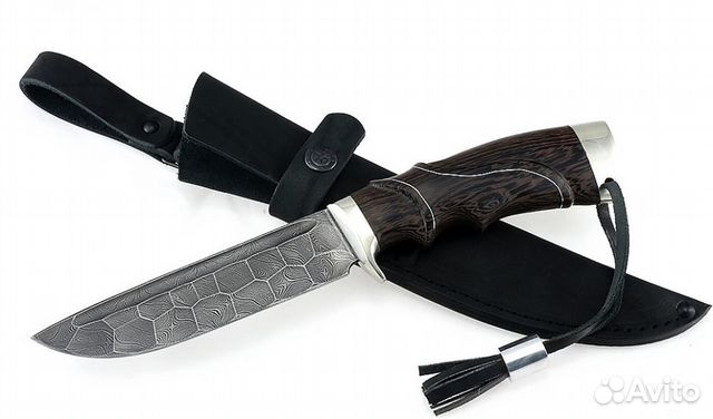 Нож Барракуда сталь дамаск полный камень рукоять в