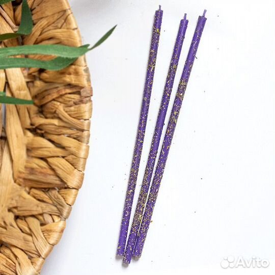 Свечи фиолетовые восковые с травами