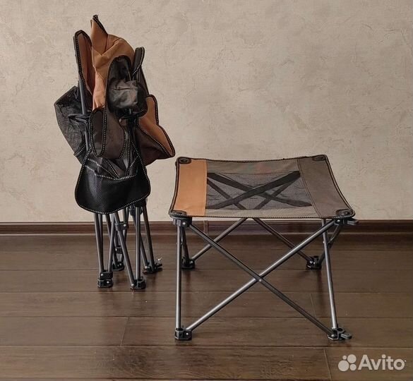 Стул шезлонг с подставкой под ноги туристический