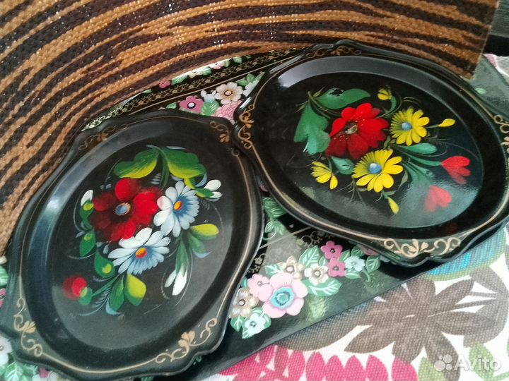 Жостово подносы авторские, шкатулки Палех