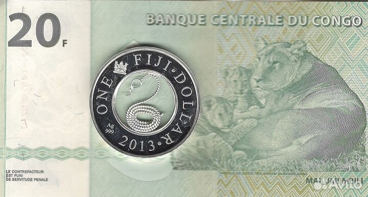 Год змеи, Фиджи 1 доллар 2013