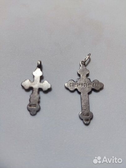 Царское серебро нательный крестик 84 пр. эмаль